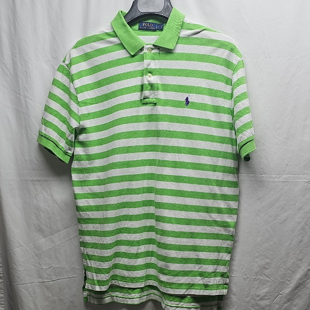 Polo by Ralph Lauren Green and White Striped Polo Shirt